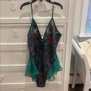 Floral Sheer Green Bodysuit - Victoria’s Secret